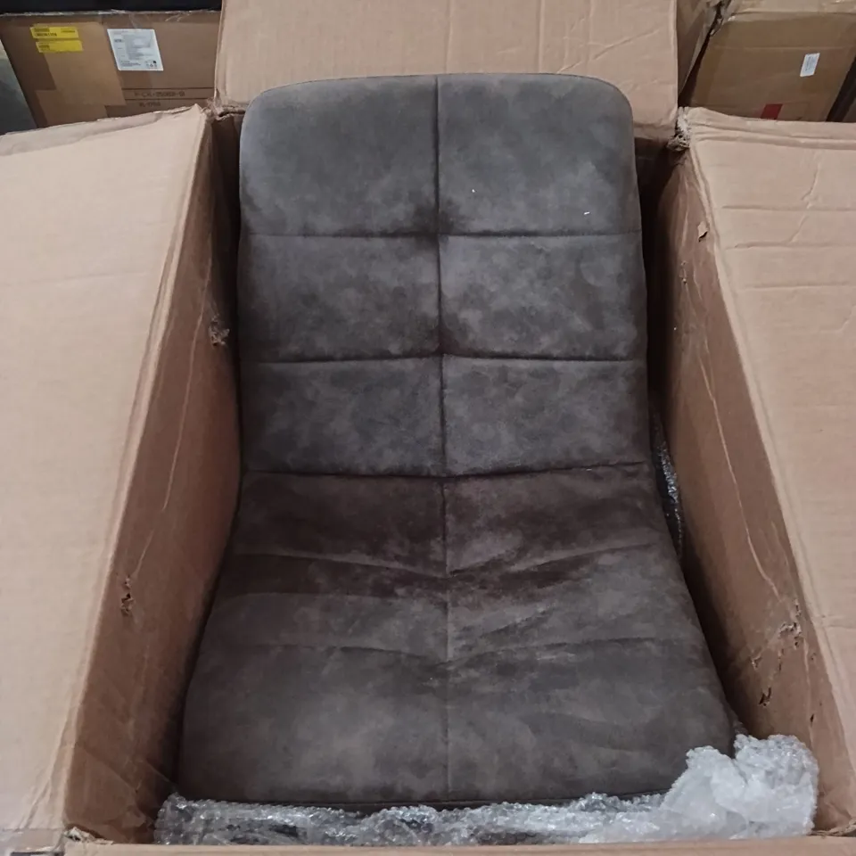 BOXED VELVET DINING CHAIRS (SET OF 4) - BROWN/BLACK LEGS (1 BOX)