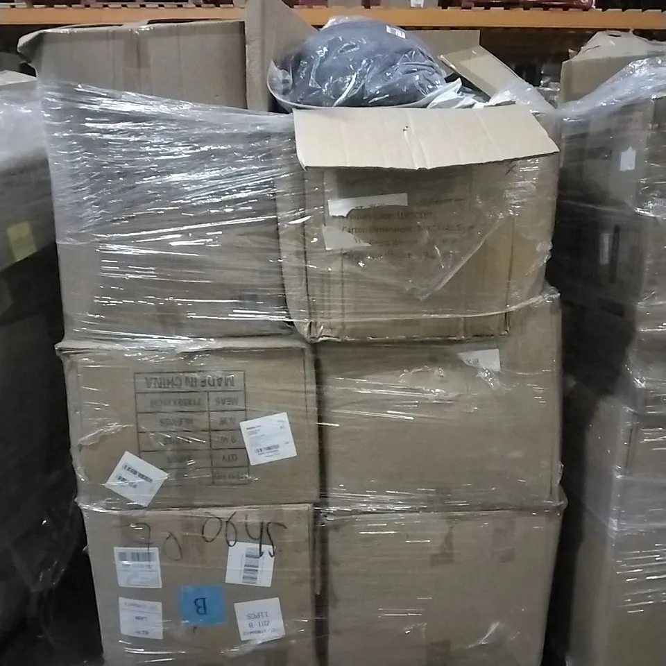 PALLET OF HOUSEHOLD ITEMS TO INCLUDE BAGGED PUFFER JACKETS, MBM ORIGINAL TRAVEL CASE GRAFFITI JELLY AND OTHER ASSORTED ITEMS....