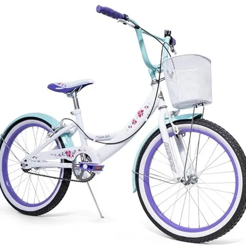 BOXED HUFFY GIRLY GIRL 20-INCH CRUISER BIKE WITH BASKET, BELL AND MUDGUARDS