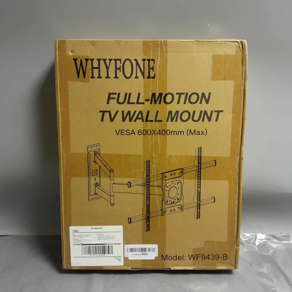 BOXED WHYFONE FULL-MOTION TV WALL MOUNT 600X400MM MAX MODEL WF9439-B
