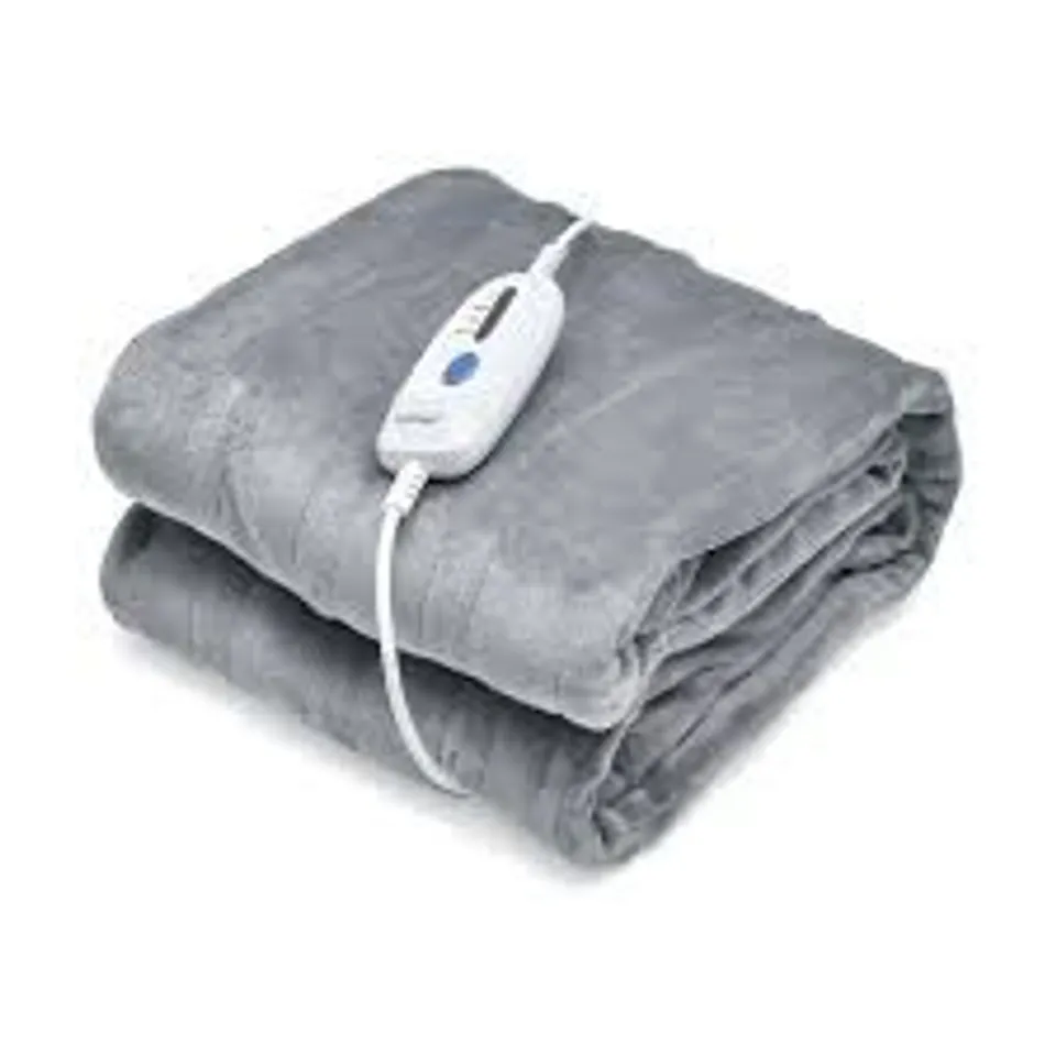 BOXED COSTWAY 130 X 180cm ELECTRIC HEATED BLANKET WITH 4 HEATING LEVELS - GREY