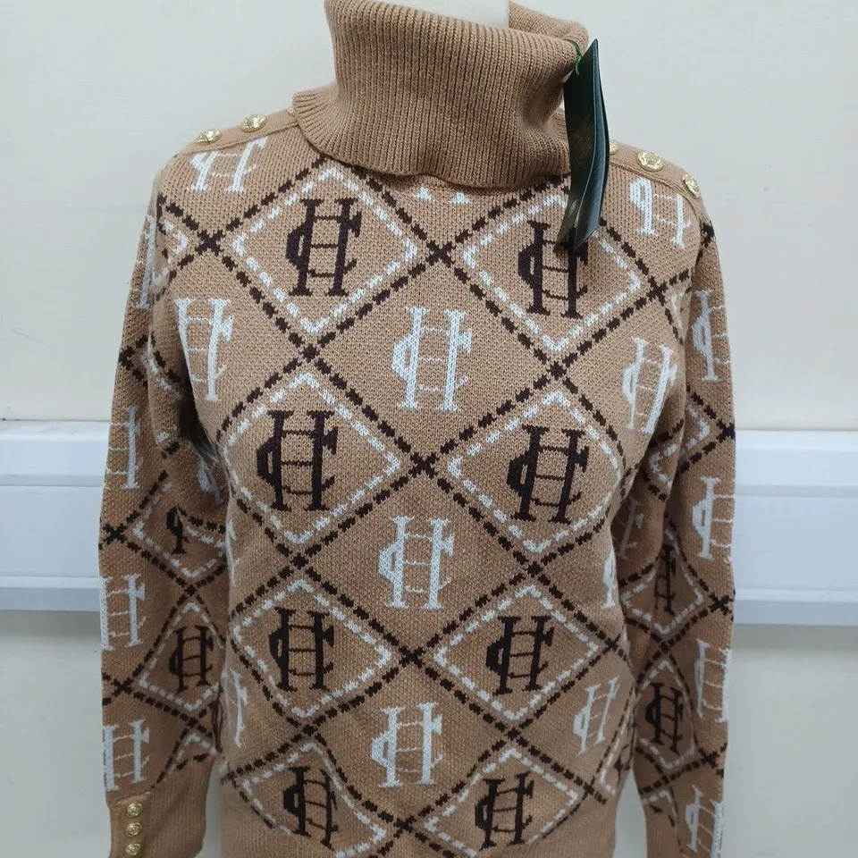 HOLLAND COOPER FUNNEL NECK SWEATER IN BEIGE SIZE S