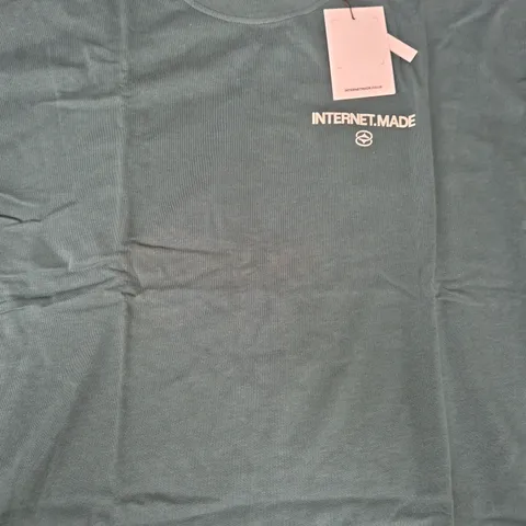 INTERNET MADE CREW NECK T-SHIRT IN DEEP TEAL SIZE XL