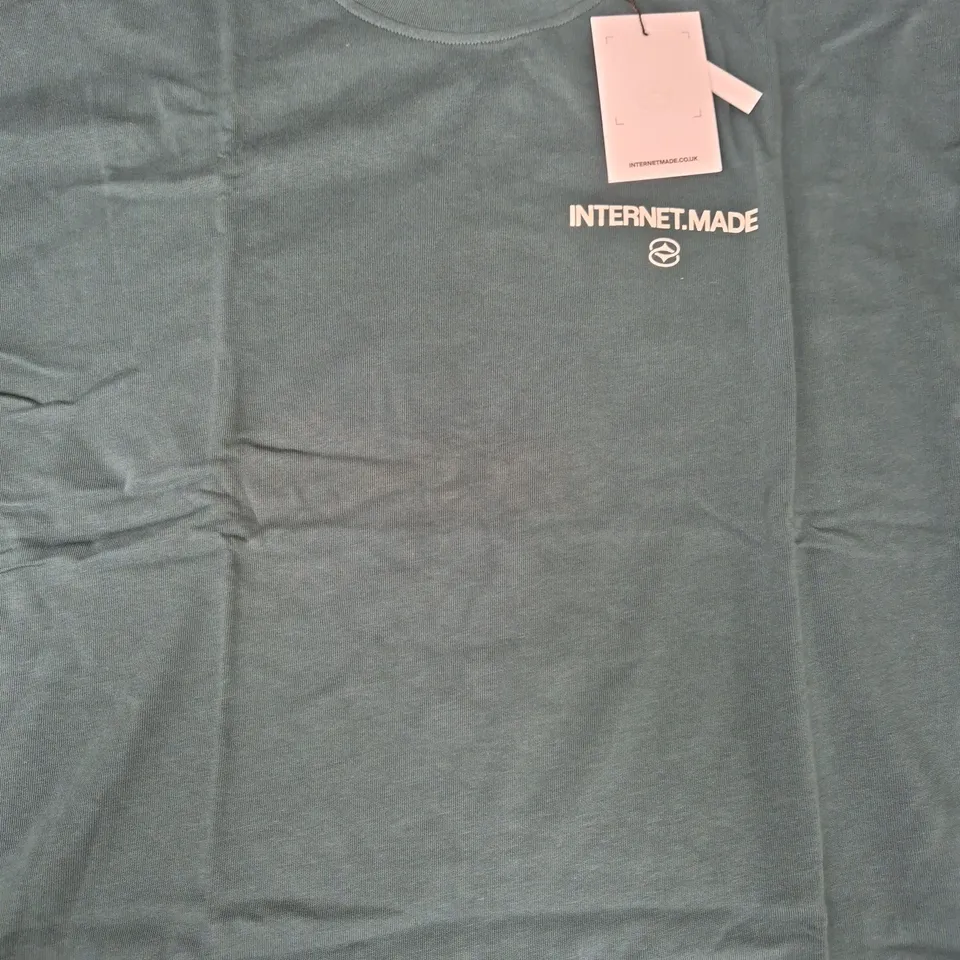 INTERNET MADE CREW NECK T-SHIRT IN DEEP TEAL SIZE XL