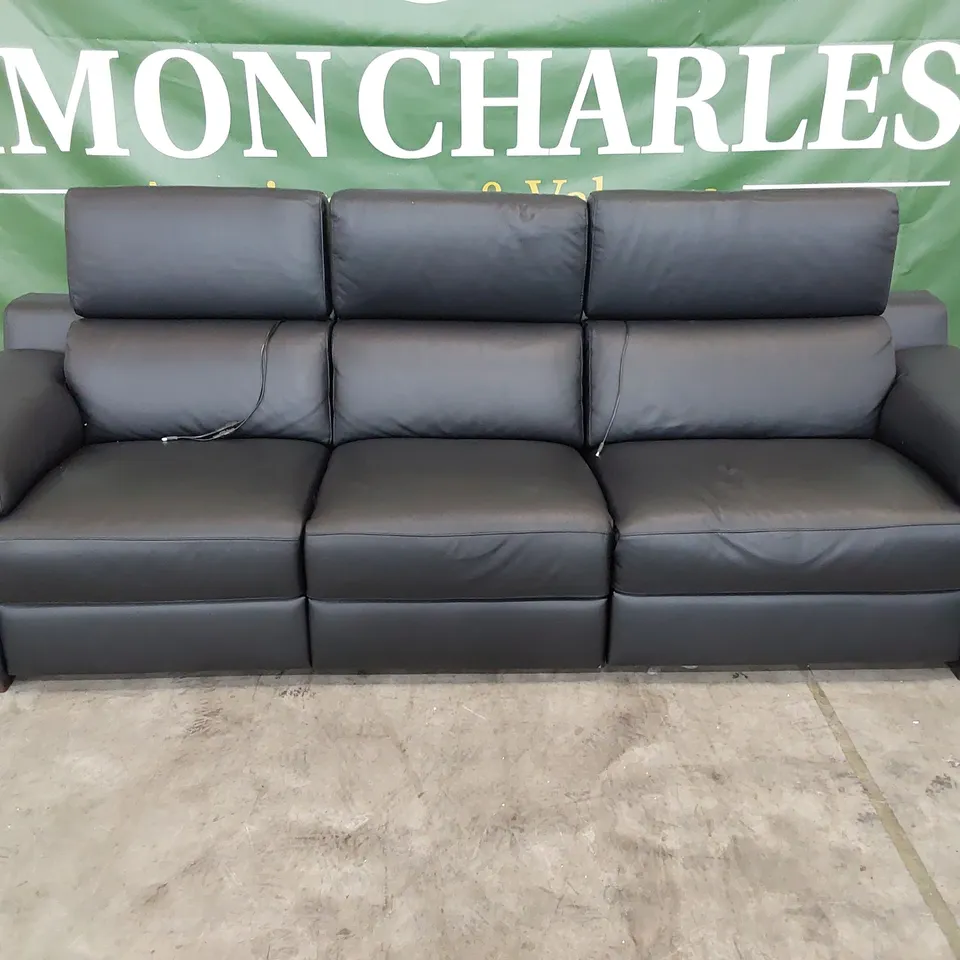 QUALITY ITALIAN DESIGNER RICCARDO POWER RECLINING THREE SEATER SOFA BLACK LEATHER 
