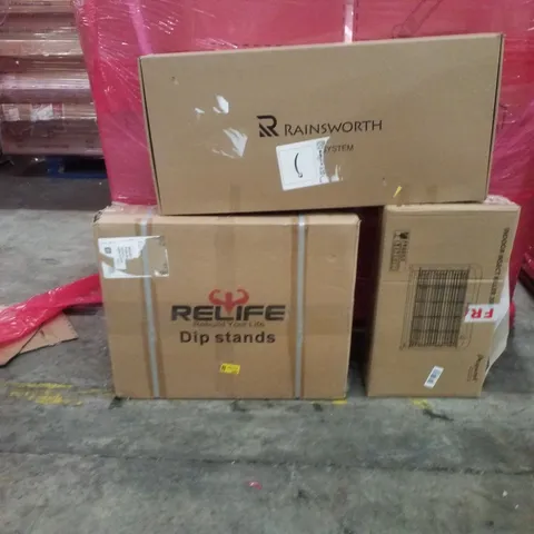 PALLET OF ASSORTED HOUSEHOLD GOODS AND PRODUCTS TO INCLUDE;INDOOR INSECT KILLER,SHOWER SYSTEM,DIP STANDS
