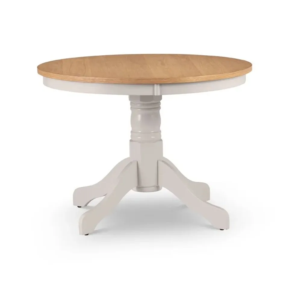 BOXED CONKLIN SOLID OAK PEDESTAL DINING TABLE - OAK/ELEPHANT GREY (2 BOXES)