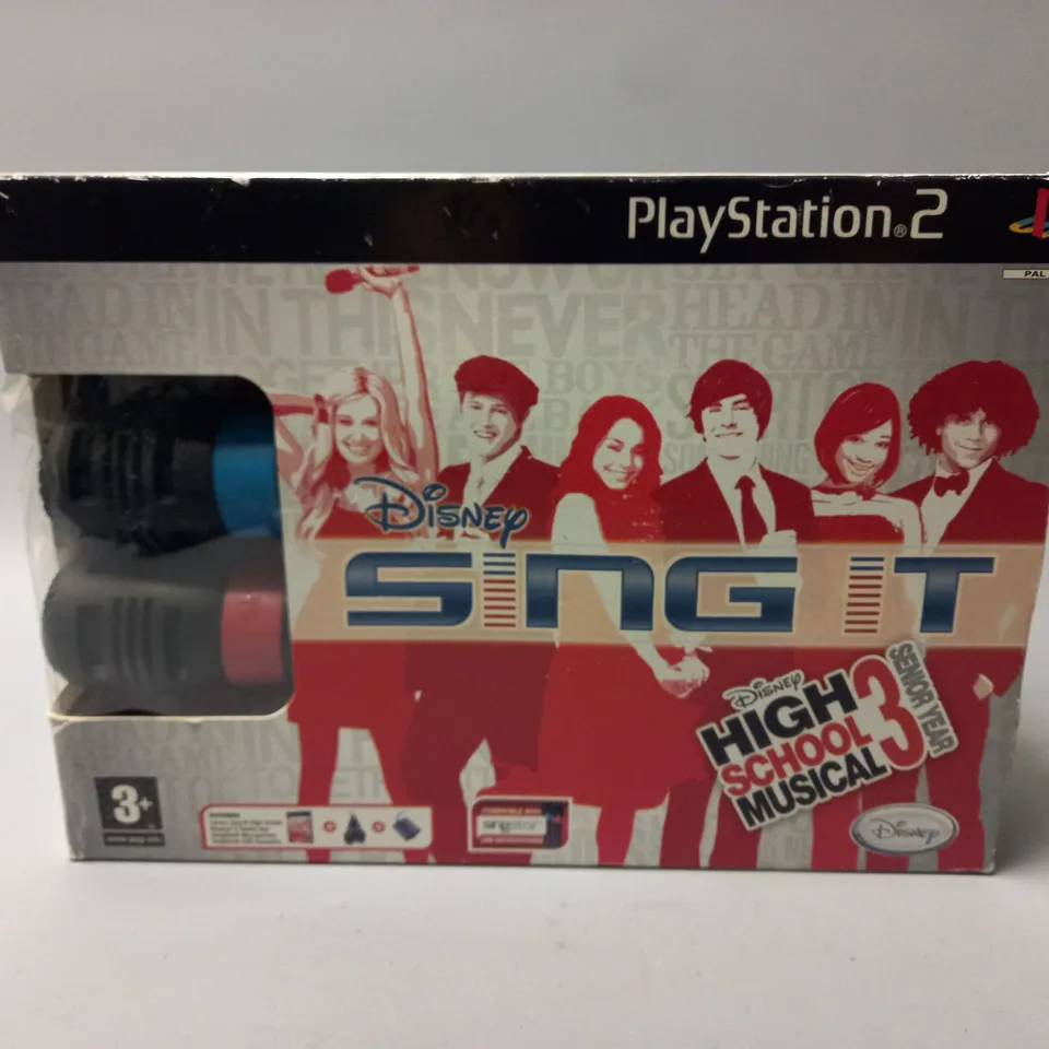 BOXED DISNEY SING IT HIGH SCHOOL MUSICAL 3 SENIOR YEAR (PS2) + MICROPHONES