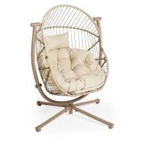 ABODE INDOOR OUTDOOR ROCKING SWIVEL EGG CHAIR & FOLDING BASKET