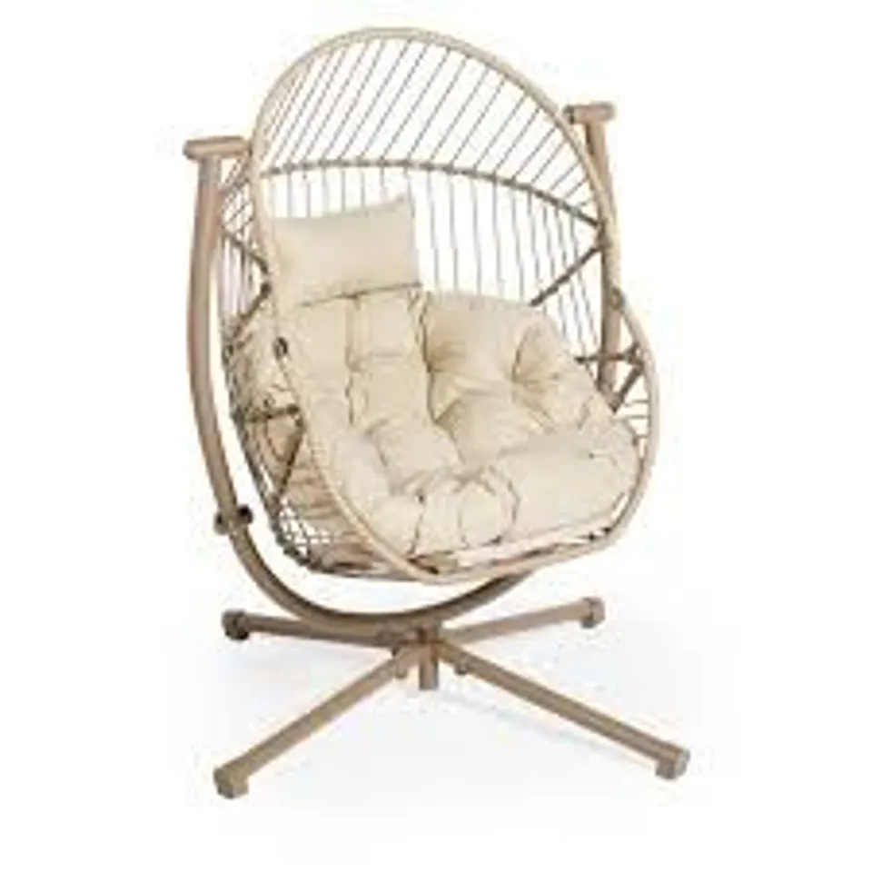 ABODE INDOOR OUTDOOR ROCKING SWIVEL EGG CHAIR & FOLDING BASKET