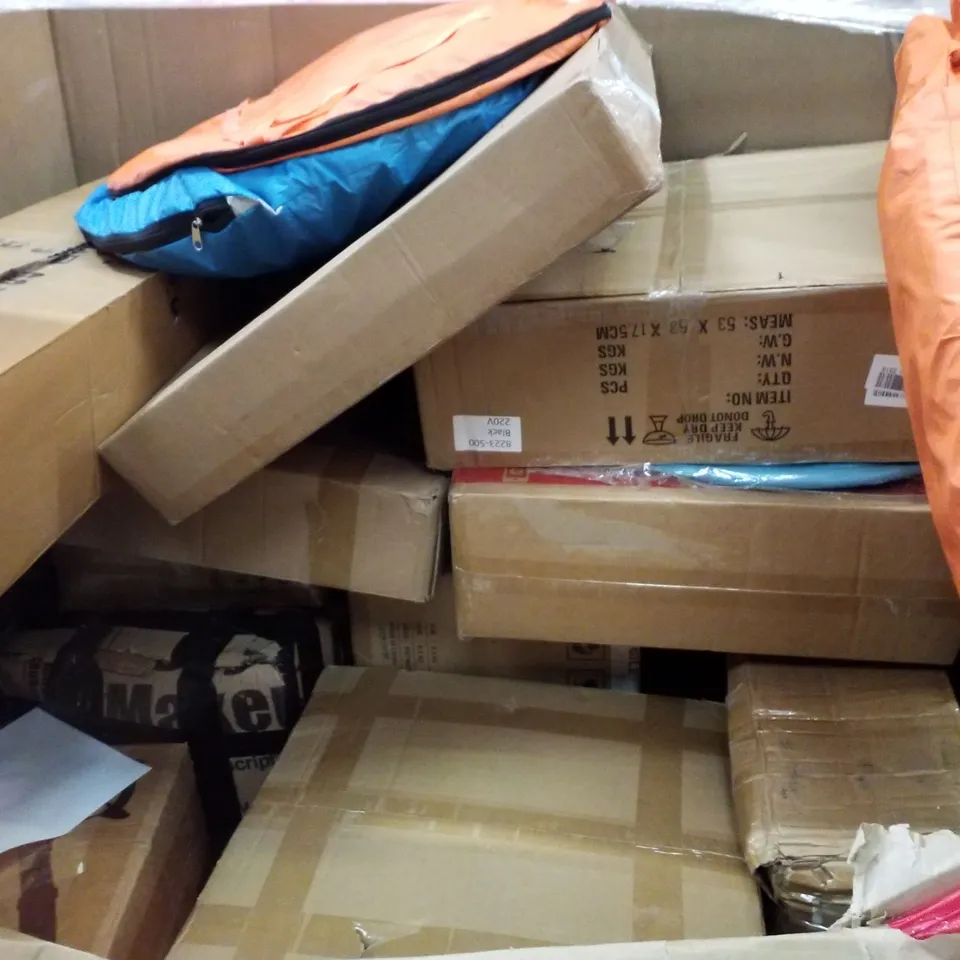 PALLET CONTAINING ASSORTED PRODUCTS INCLUDING STORAGE CABINET, ELECTRIC STANDING DESK, POP UP TENTS & DRESSER WITH 8 DRAWERS