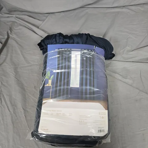 CATHERINE LANSFIELD KINGSLEY MATT VELVET CURTAINS NAVY, 66X90 INCH – LINED CURTAIN PAIR