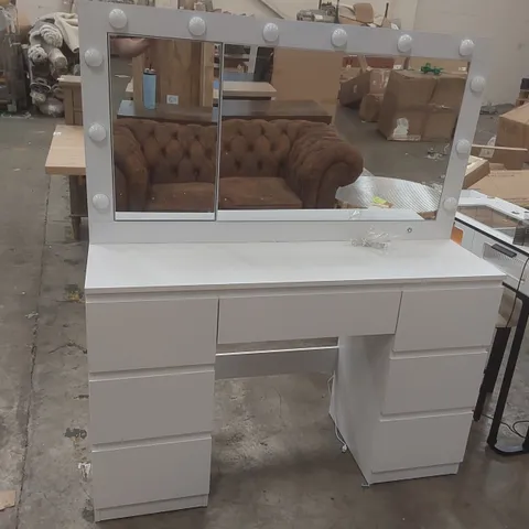 120CM DRESSING TABLE WITH MIRROR BULB LIGHT MAKEUP VANITY WITH JEWELRY CABINET