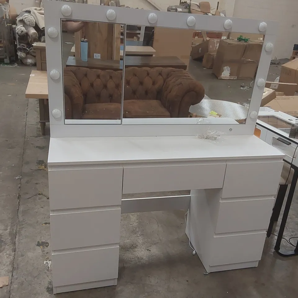 120CM DRESSING TABLE WITH MIRROR BULB LIGHT MAKEUP VANITY WITH JEWELRY CABINET