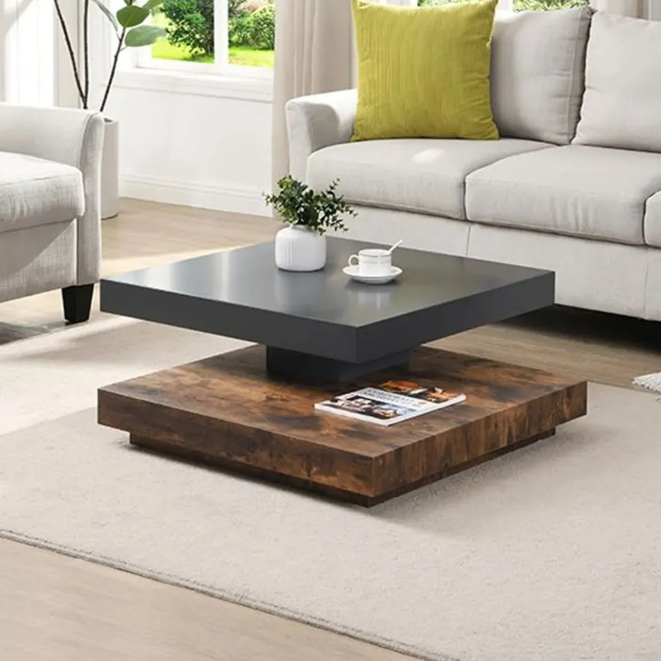 BRAND NEW BOXED HUGO STRADA GREY AND SMOKED OAK SQUARE COFFEE TABLE (1 BOX)