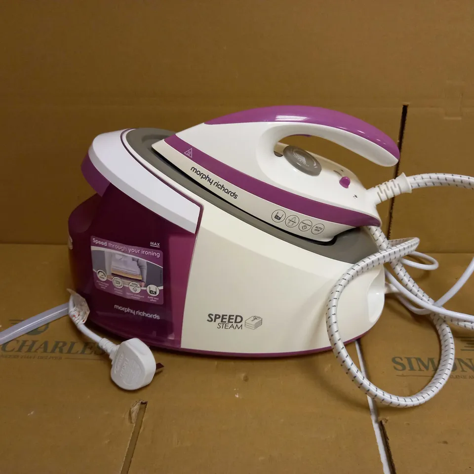MORPHY RICHARDS SPEED STEAM IRON - PURPLE AND WHITE