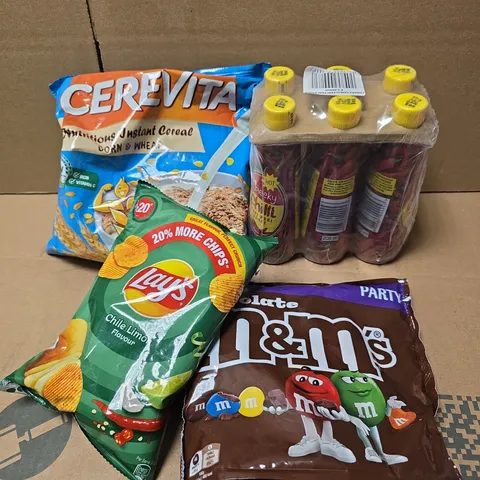 APPROXIMATELY 10 ASSORTED FOOD/DRINK PRODUCTS TO INCLUDE LAY'S CRISP, M&M'S, CHILLI OIL ETC 