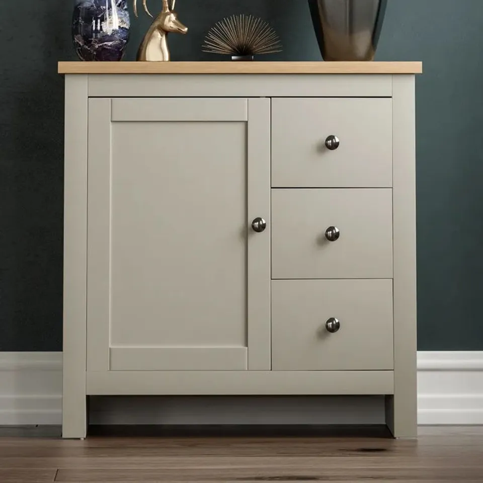 BOXED MANNS 79CM WIDE 3 DRAWER SIDEBOARD GREY