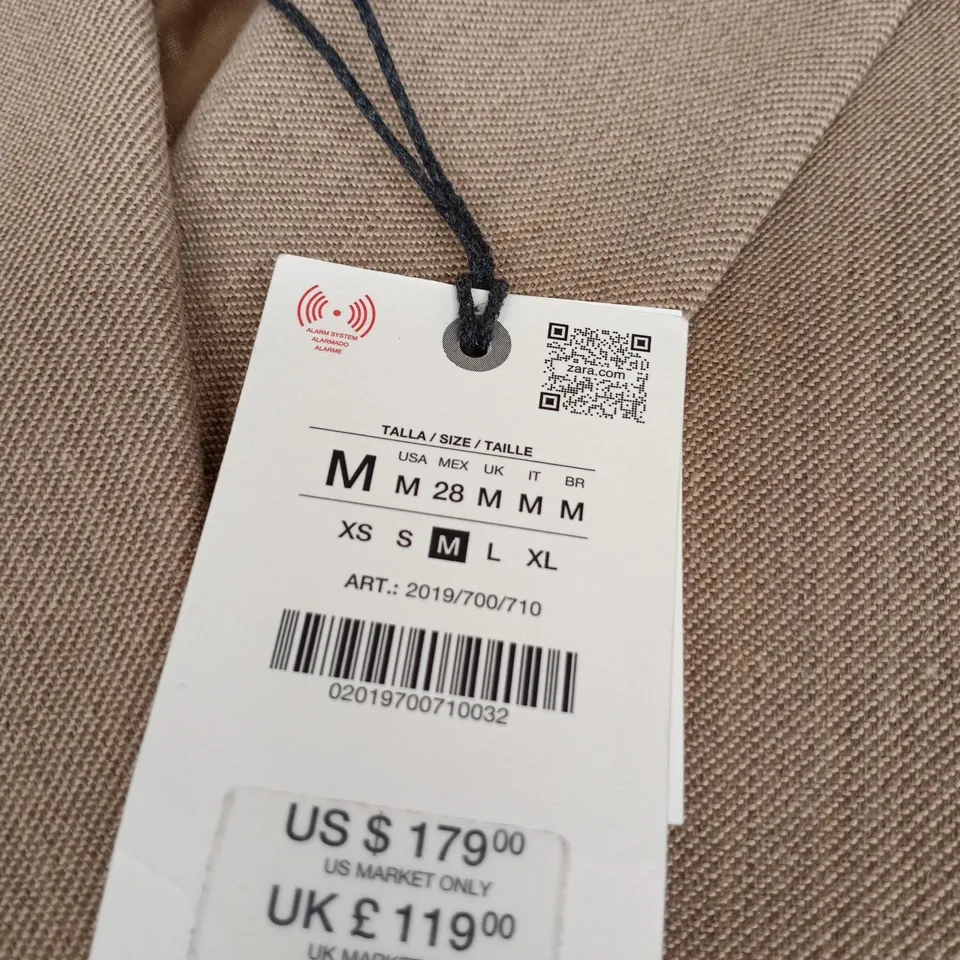 ZARA WOOL COLLECTION WOOL SUIT– BEIGE JACKET AND TROUSERS MEDIUM