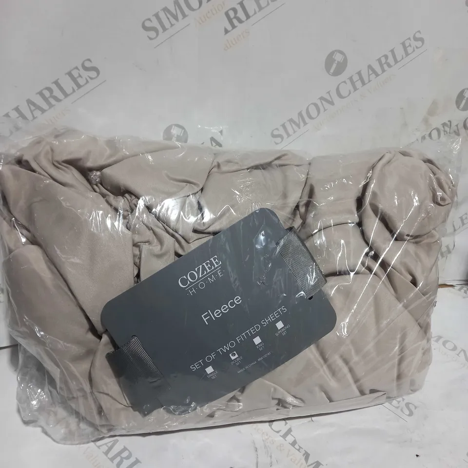 COZEE HOME FLEECE SET OF GREY FITTED SHEETS - SIZE DOUBLE