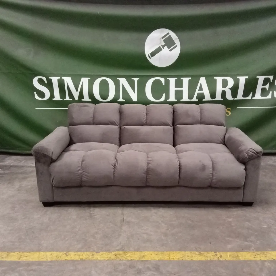 QUALITY DESIGNER 3 SEATER FABRIC FOLD-DOWN SOFA BED - GREY