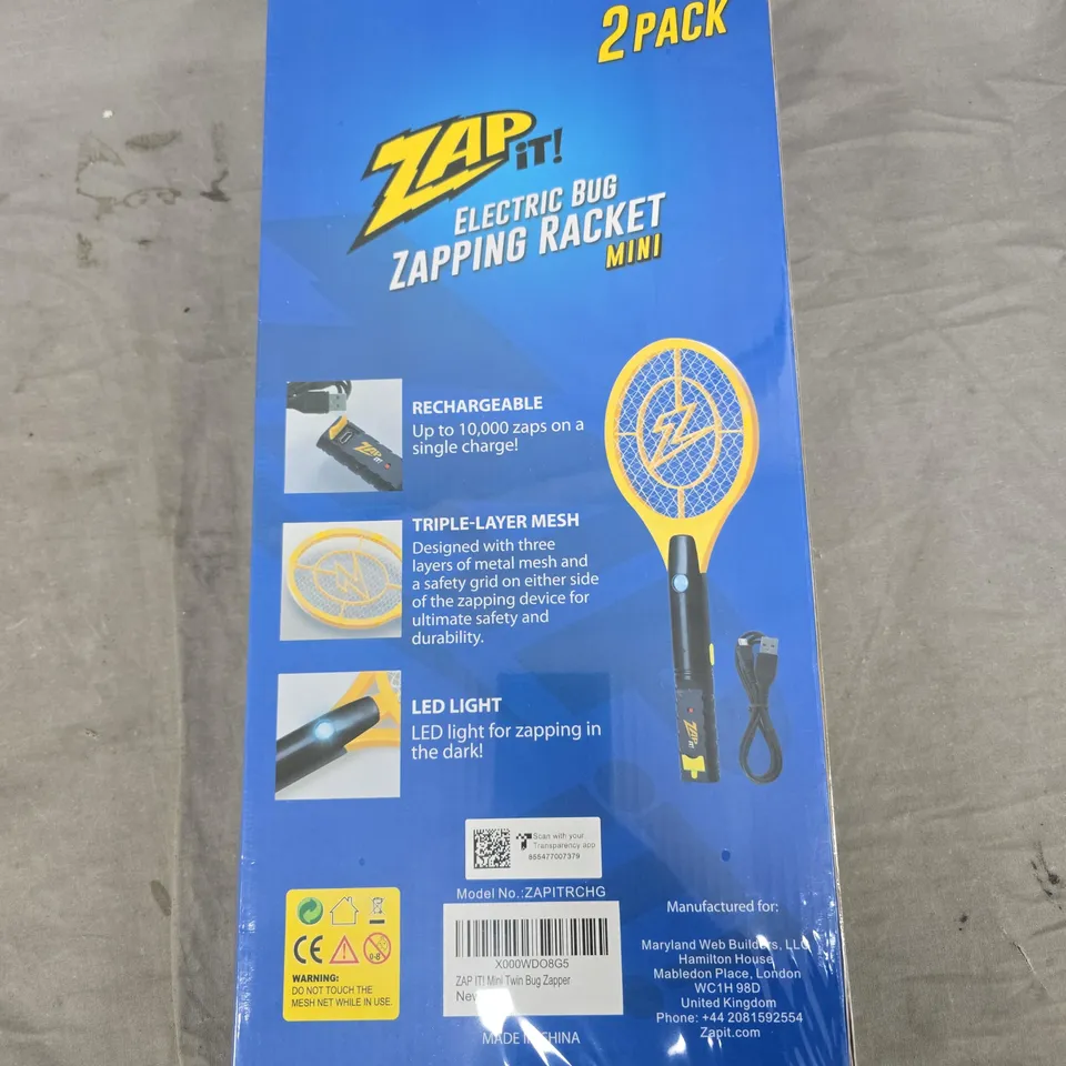 A BOX OF APROXIMATELY 18 Zap It! Electric Bug Zapping Racket Mini – 2 Pack