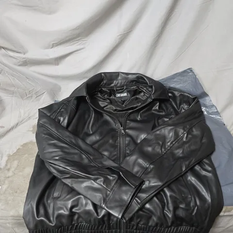 CENTIGRADE LEATHER JACKET β BLACK, ZIP FRONT, SIZE L (MEN'S)