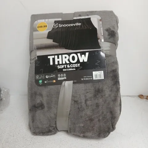 SNOOZEVILLE THROW – SOFT & COSY, 150 X 200 CM, GREY