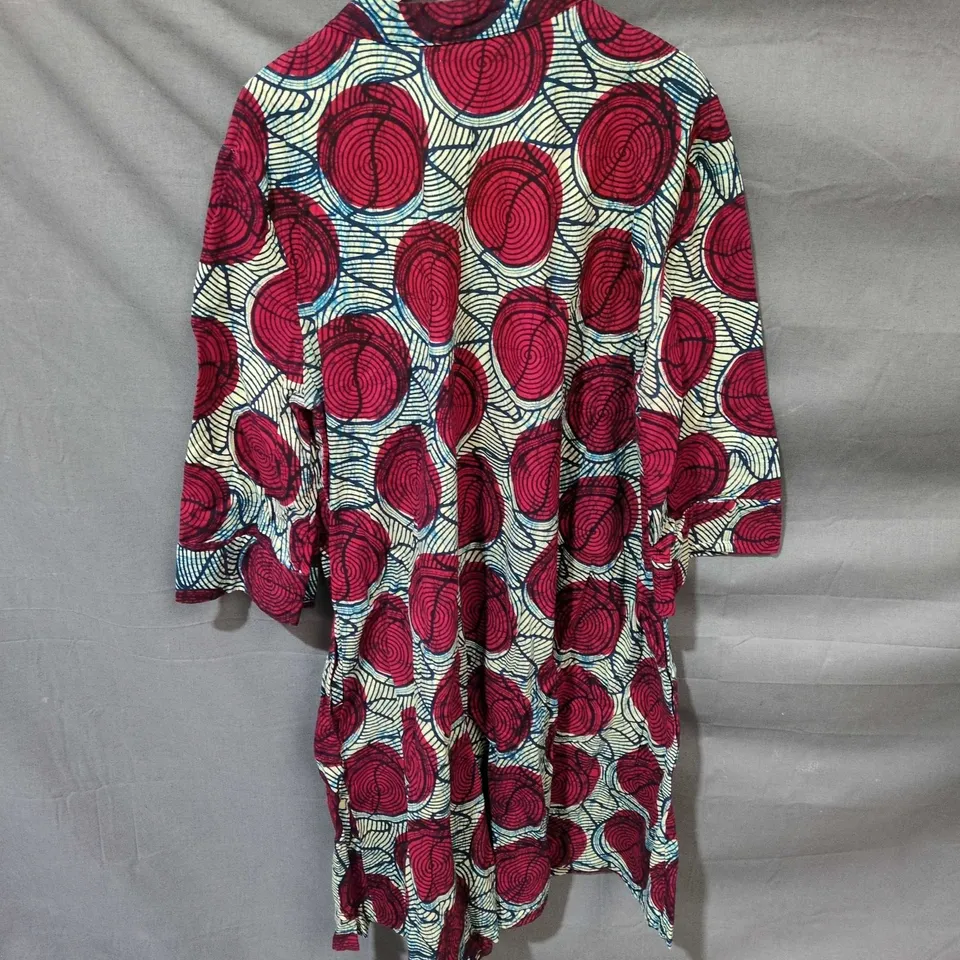 ZURI WOMEN'S PRINTED LONG-SLEEVE DRESS/TOP, MULTICOLOUR CIRCULAR PATTERN, SIZE XL