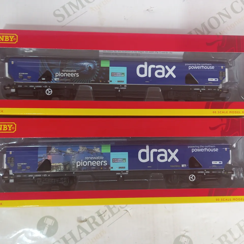 HORNBY SET OF TWO 00 GAUGE DRAX NORTHERN POWERHOUSE BIOMASS WAGON MODELS