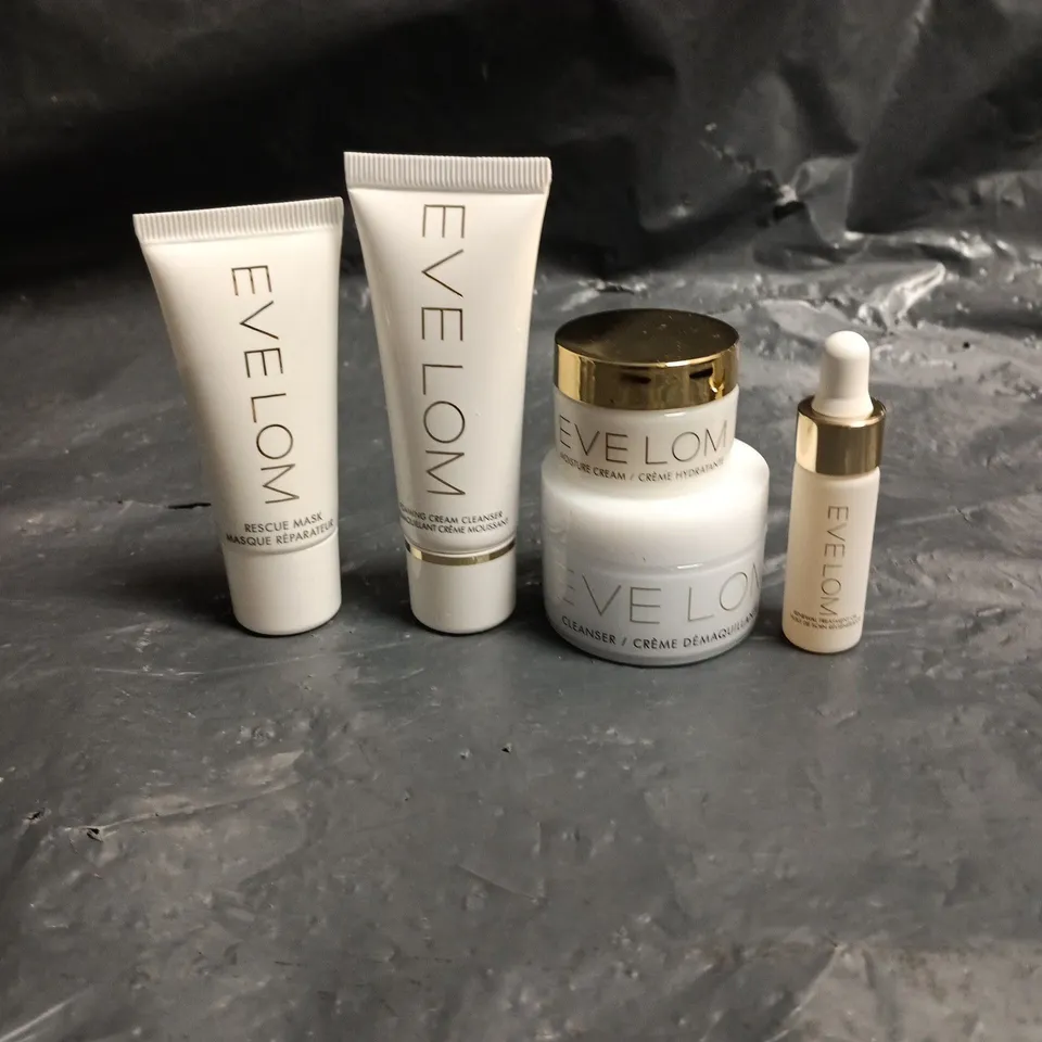 LOT OF 5 EVE LOM FACIAL SKIN CARE PRODUCTS TO INCLUDE RESCUE MASK, EYE CREME AND CLEANSER - TRAVEL SIZE