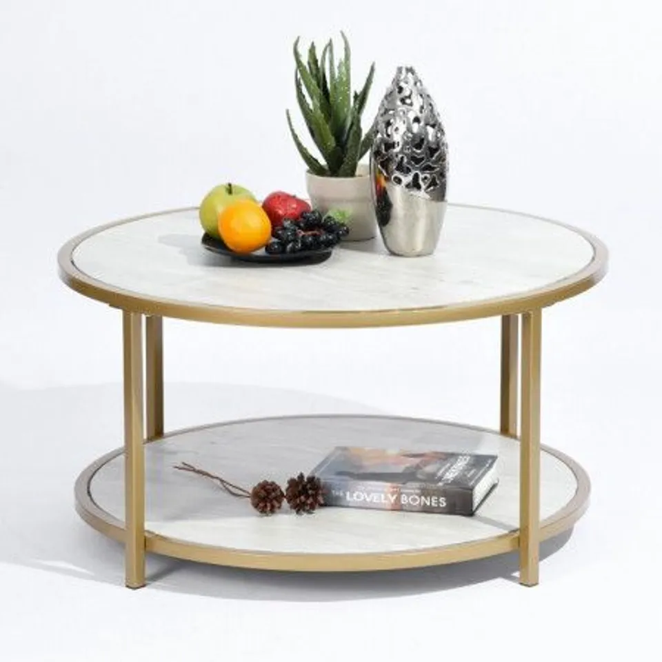 BOXED ROUND COFFE TABLE - CLEAR TABLE TOP