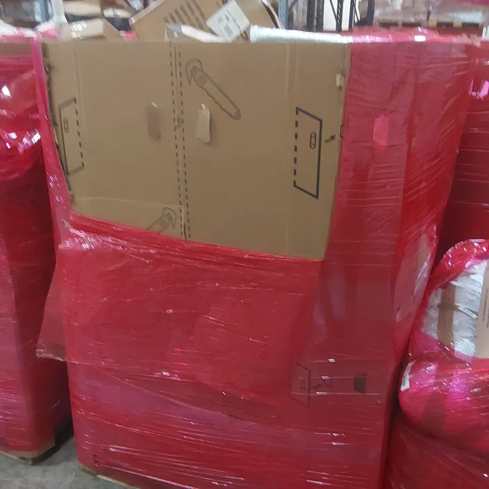 PALLET CONTAINING ASSORTED ITEMS TO INCLUDE: AIR FRYER, MULTIFUNCTIONAL RICE COOKER, SHOWER SYSTEM, RETRACTABLE SAFETY GATE ECT