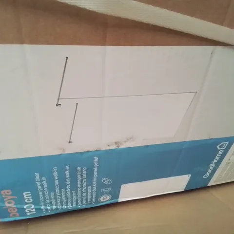 BOXED BELOYA 120cm WALK IN SHOWER PANEL CLEAR