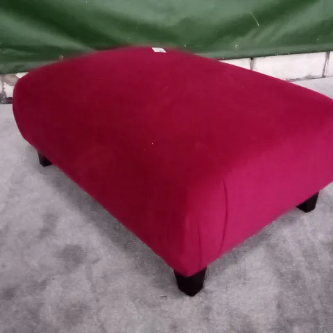 QUALITY DESIGNER RECTANGULAR FOOTSTOOL - MAROON SUEDE FABRIC
