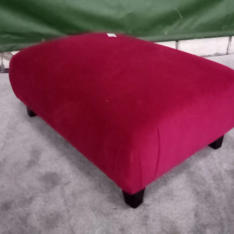 QUALITY DESIGNER RECTANGULAR FOOTSTOOL - MAROON SUEDE FABRIC 