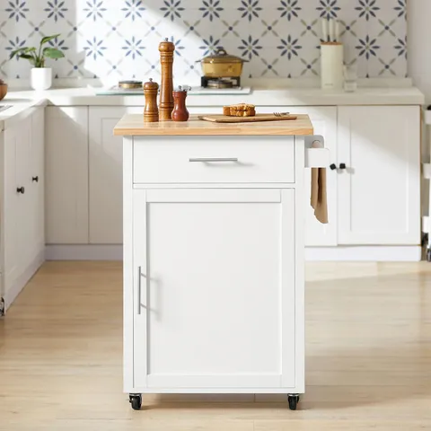 BOXED SOBUY FKW102-WN, KITCHEN TROLLEY CART KITCHEN STORAGE TROLLEY KITCHEN CABINET CUPBOARD, WHITE