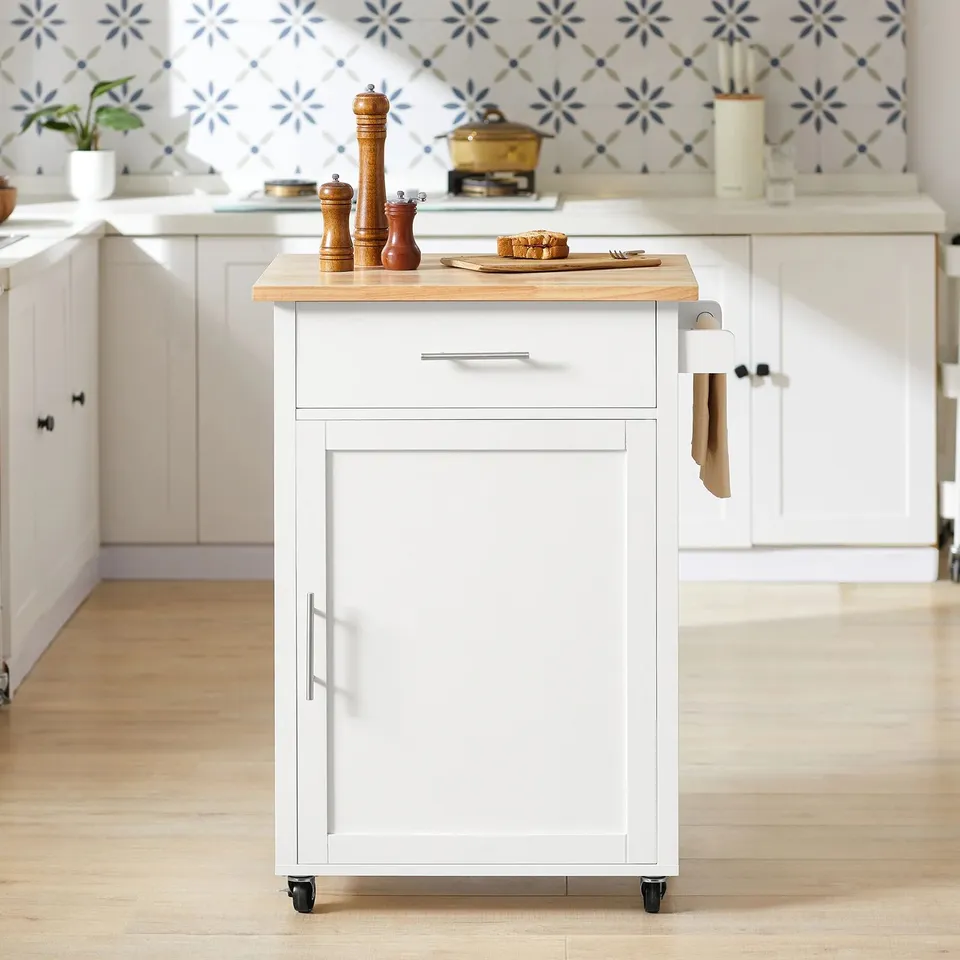 BOXED SOBUY FKW102-WN, KITCHEN TROLLEY CART KITCHEN STORAGE TROLLEY KITCHEN CABINET CUPBOARD, WHITE