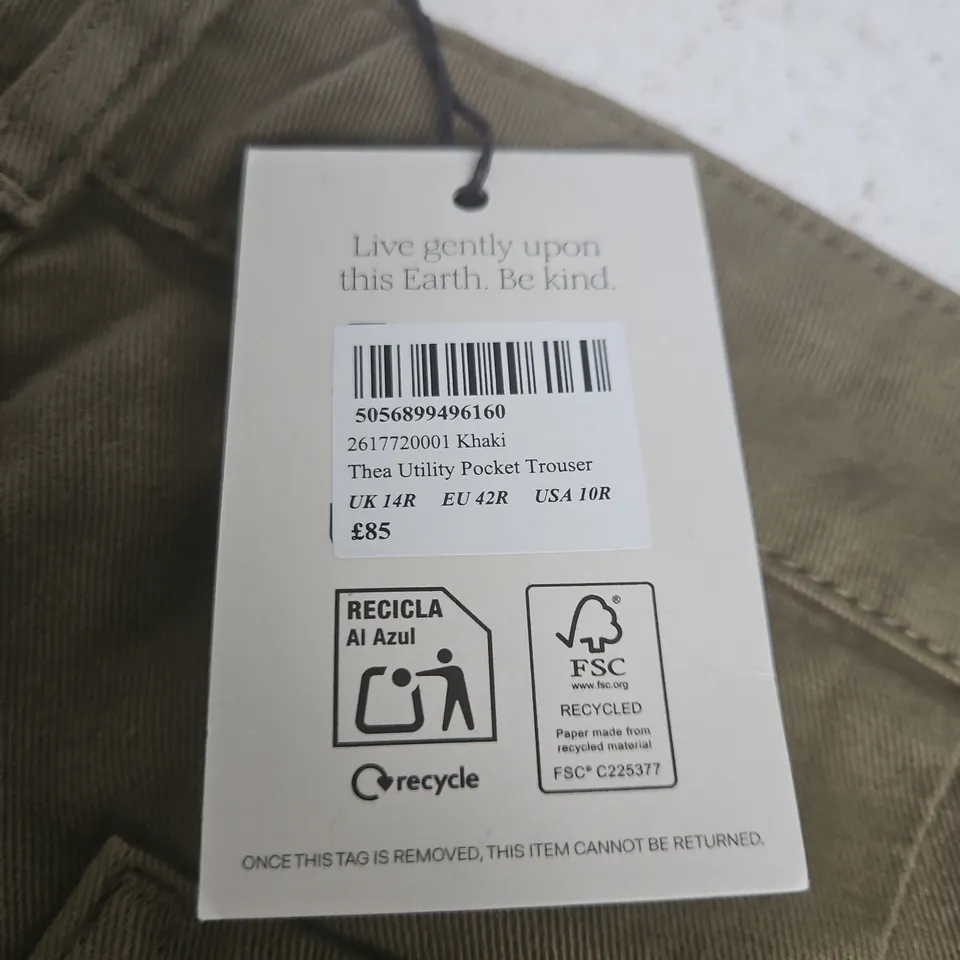 NOBODYS CHILD THEA UTILITY POCKET TROUSERS IN KHAKI - UK 14R