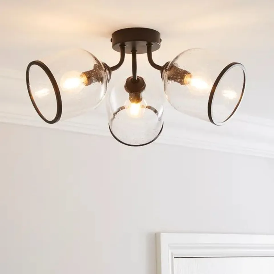 BOXED LENNY 3 LIGHT SEMI FLUSH CEILING LIGHT