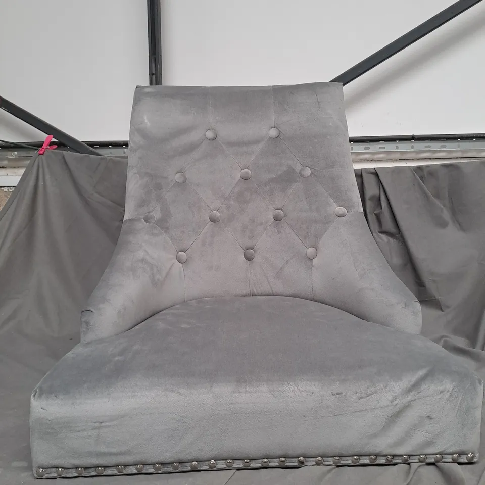BOXED UNBRANDED SET OF 2 SUEDE LIGHT GREY PADDED CHAIR