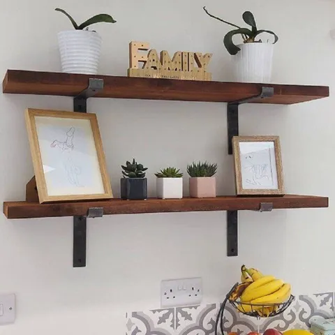 BOXED LEMIEUX HANDCRAFTED RUSTIC WOODEN WALL-MOUNTED FLOATING SHELVES