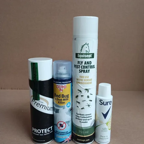 APPROXIMATELY 15 ASSORTED AEROSOLS TO INCLUDE SURE , PEST CONTROL SPRAY AND BED BUG SPRAY
