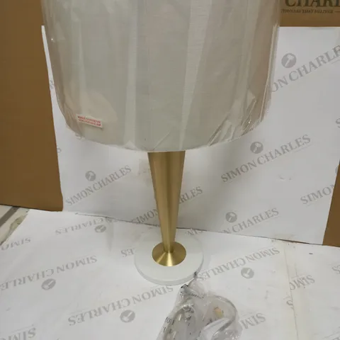 DAR LIGHTING GUNNAR TABLE LAMP - BRUSHED GOLD, WHITE CW SHADE