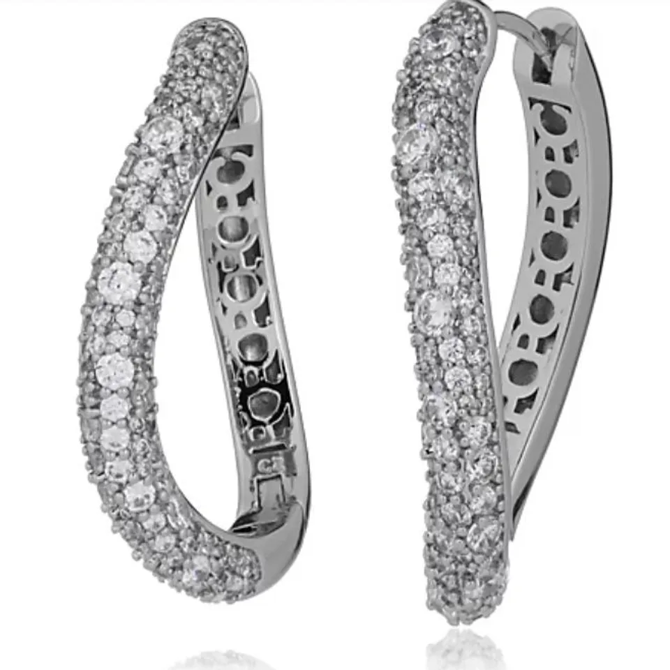 SIX PAIRS OF PAUL COSTELLO FOR DIAMONIQUE WAVE CHAIN LINK EARRINGS SILVER TONE