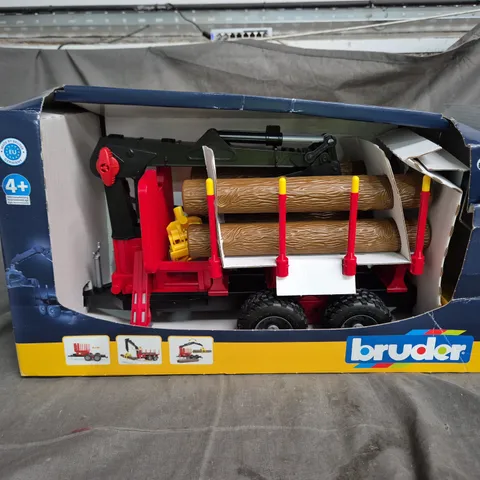 BRUDER LOGGING TRAILER TOY WITH LOGS – BOXED