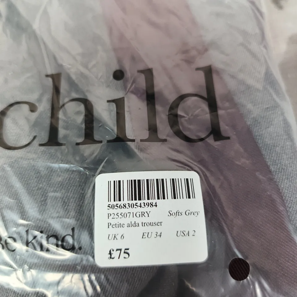 NOBODY'S CHILD PETITE ALDA TROUSERS – SOFT GREY, UK 6 