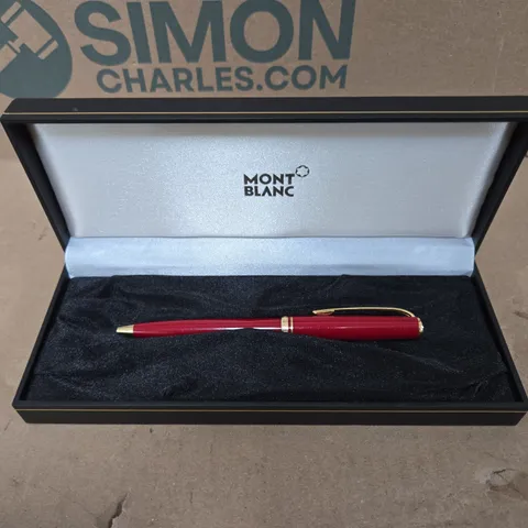 MONTBLANC BURGUNDY RESIN PEN WITH GOLD-TONE TRIM 