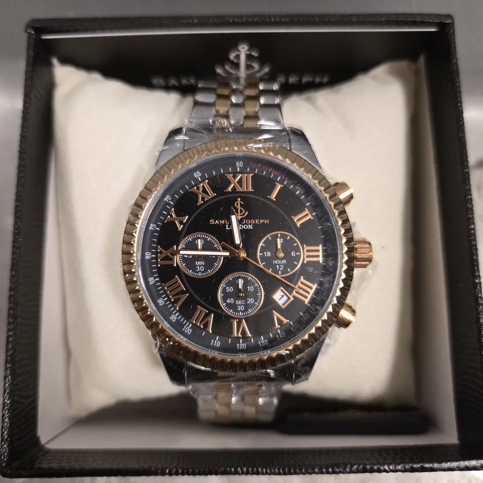 BOXED SAMUEL JOSEPH SPEED EXQUISITE TWO TONE WATCH 