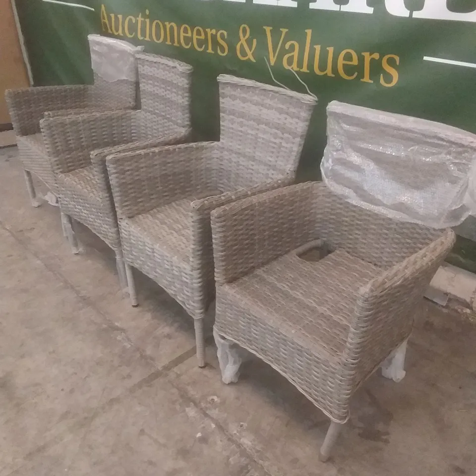 X4 RATTAN EFFECT GARDEN CHAIRS GREY